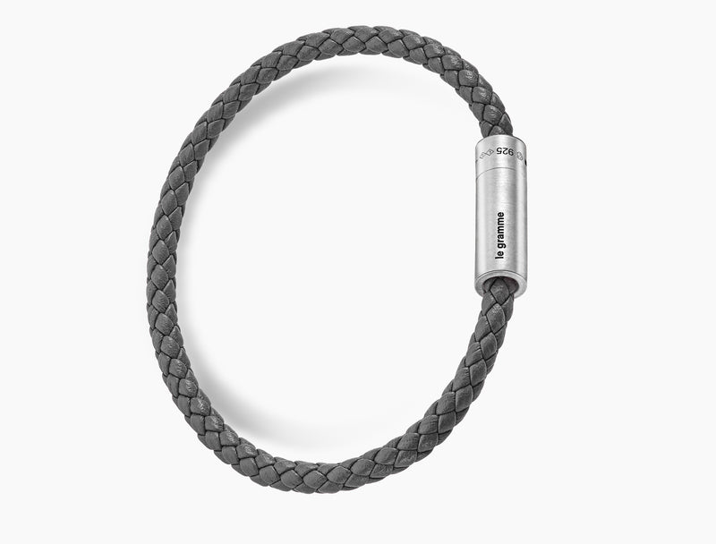 bracelet câble cuir anthracite le 7g