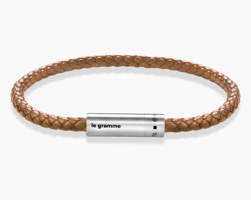 bracelet câble cuir camel le 7g