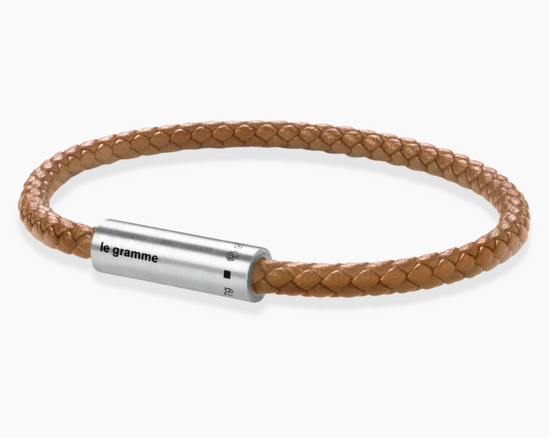 bracelet câble cuir camel le 7g