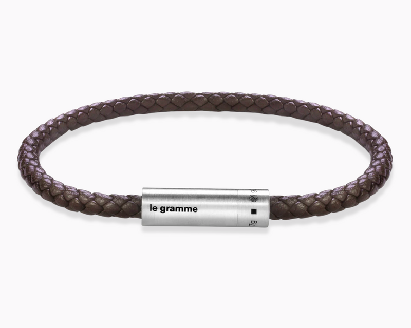 bracelet câble cuir marron le 7g
