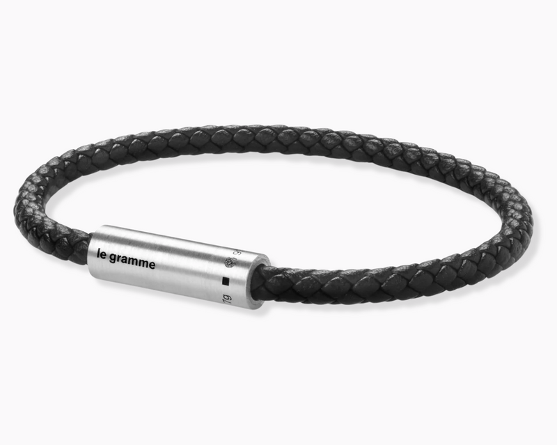 bracelet câble cuir noir le 7g