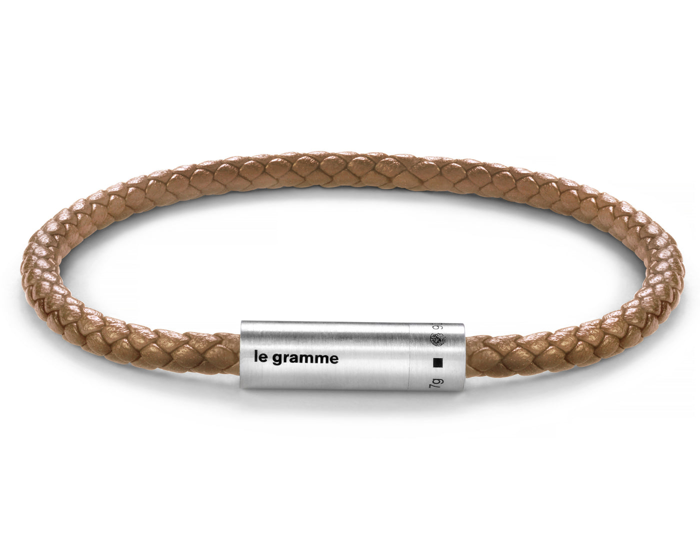 bracelet câble cuir camel le 7g