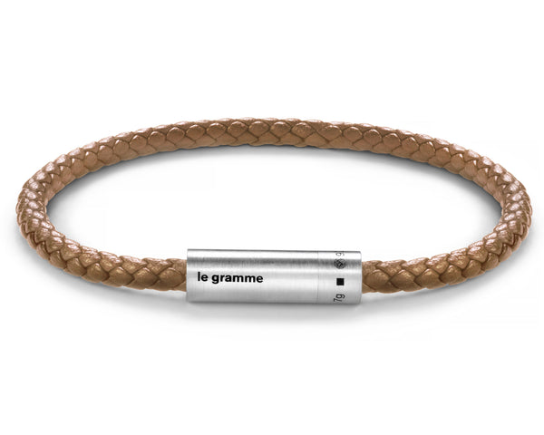 bracelet câble cuir camel le 7g