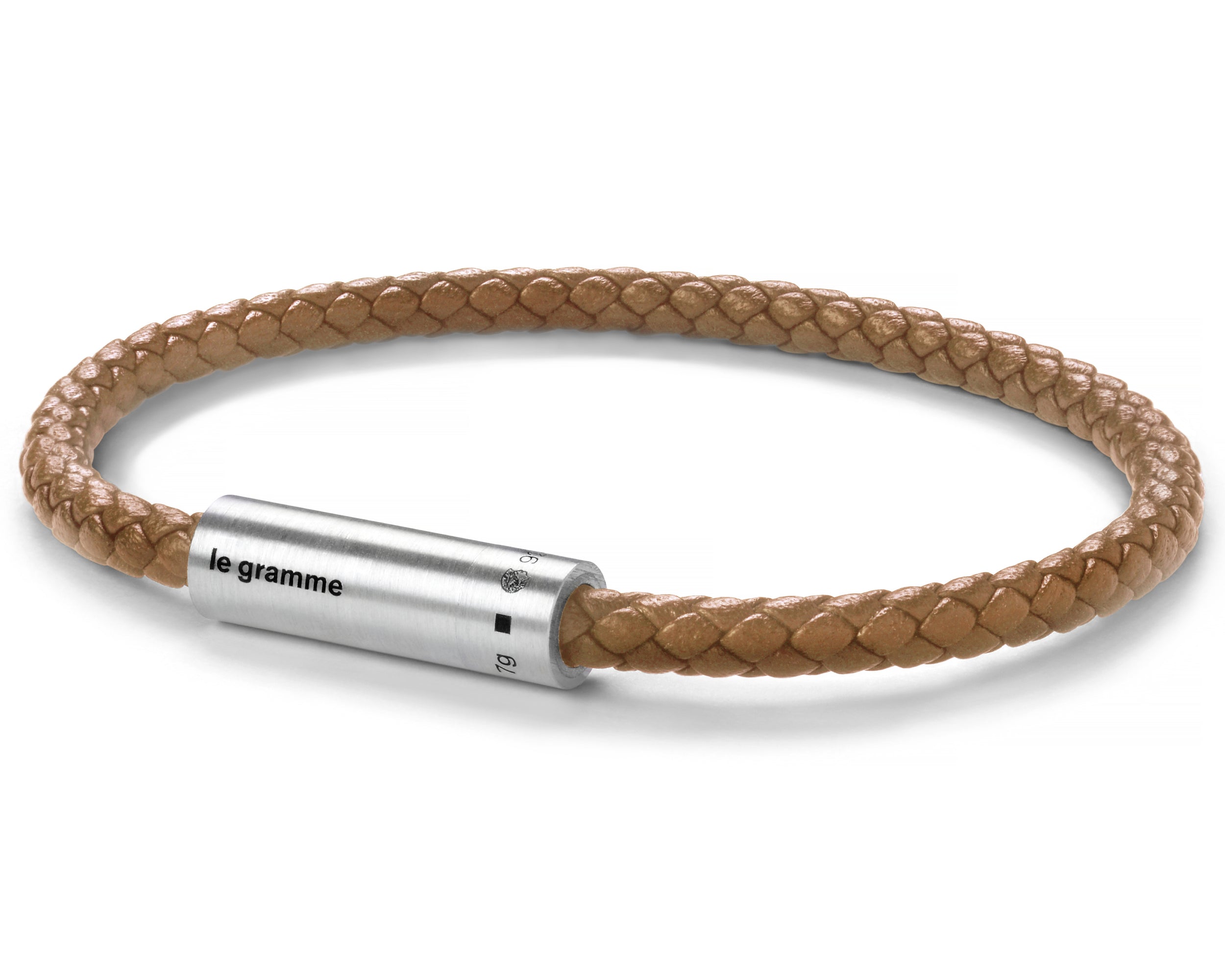 bracelet câble cuir camel le 7g
