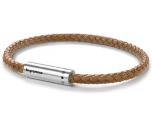 bracelet câble cuir camel le 7g