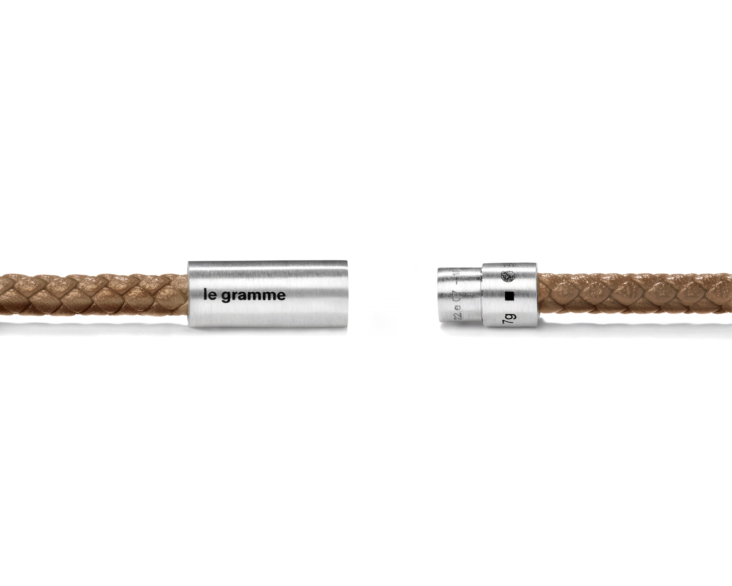 bracelet câble cuir camel le 7g
