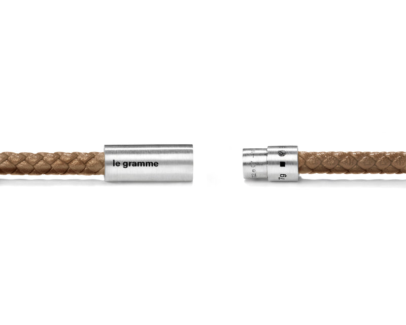 bracelet câble cuir camel le 7g