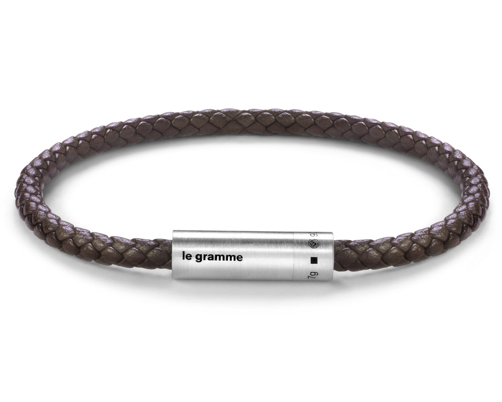 bracelet câble cuir marron le 7g