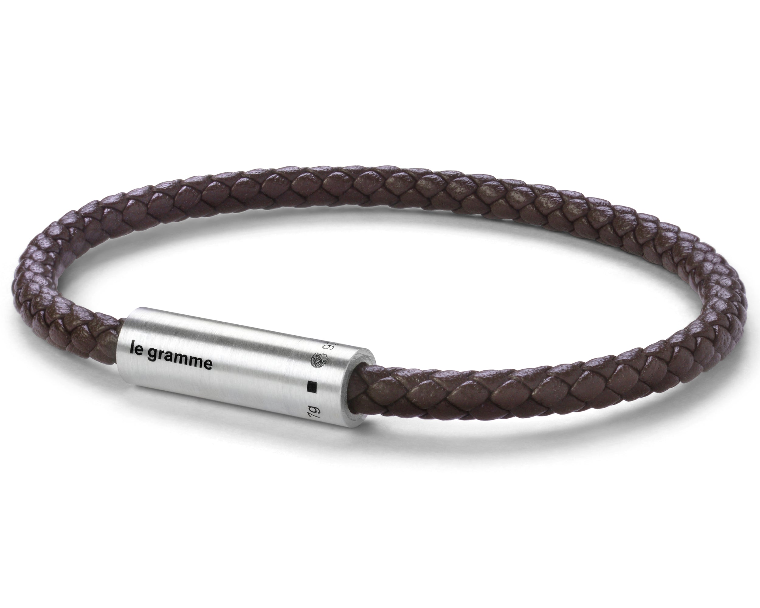 bracelet câble cuir marron le 7g