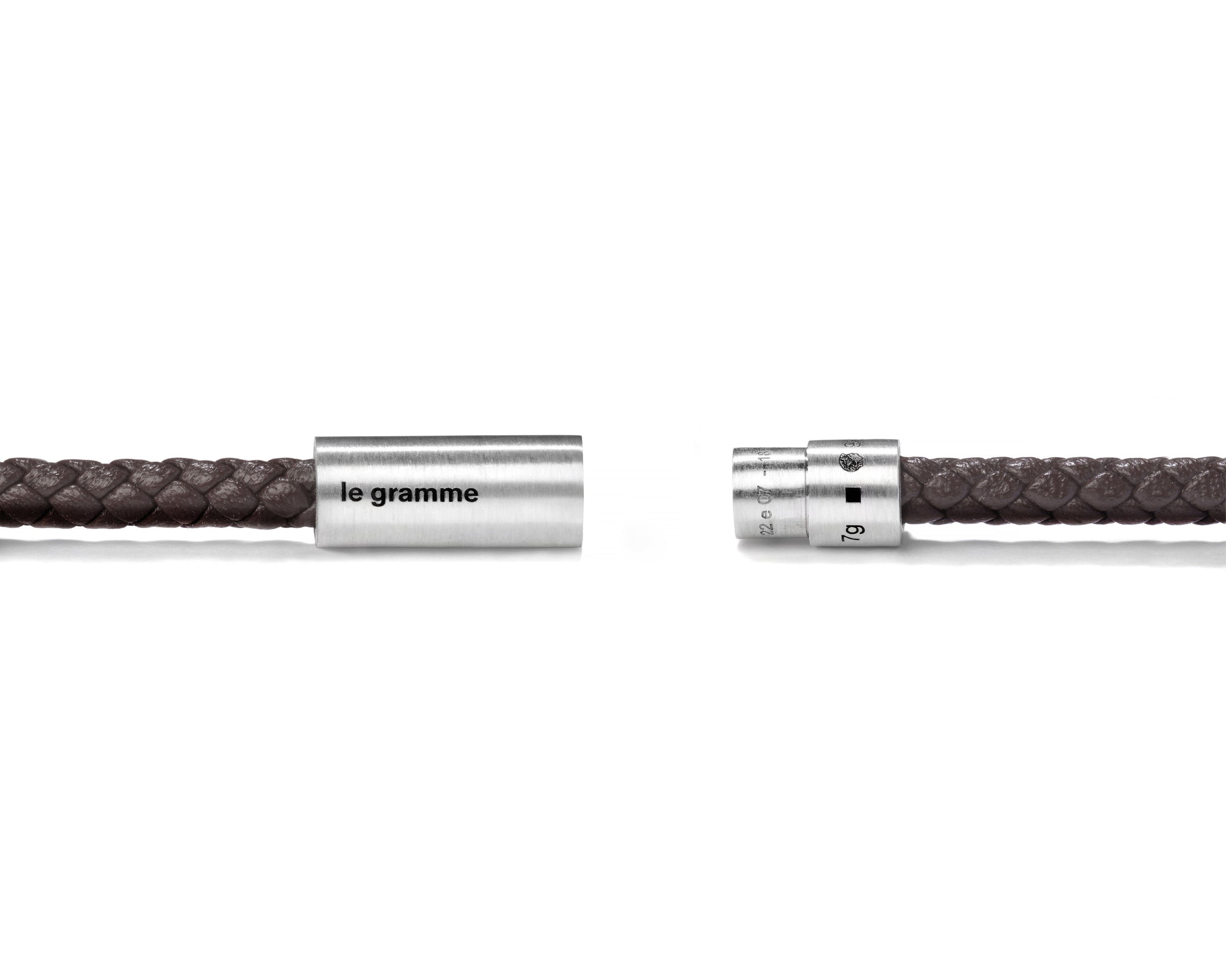 bracelet câble cuir marron le 7g