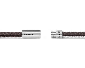 bracelet câble cuir marron le 7g