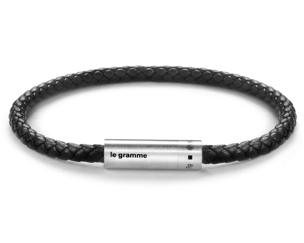 bracelet câble cuir noir le 7g