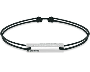 bracelet cordon noir perforé le 1,7g serti diamants